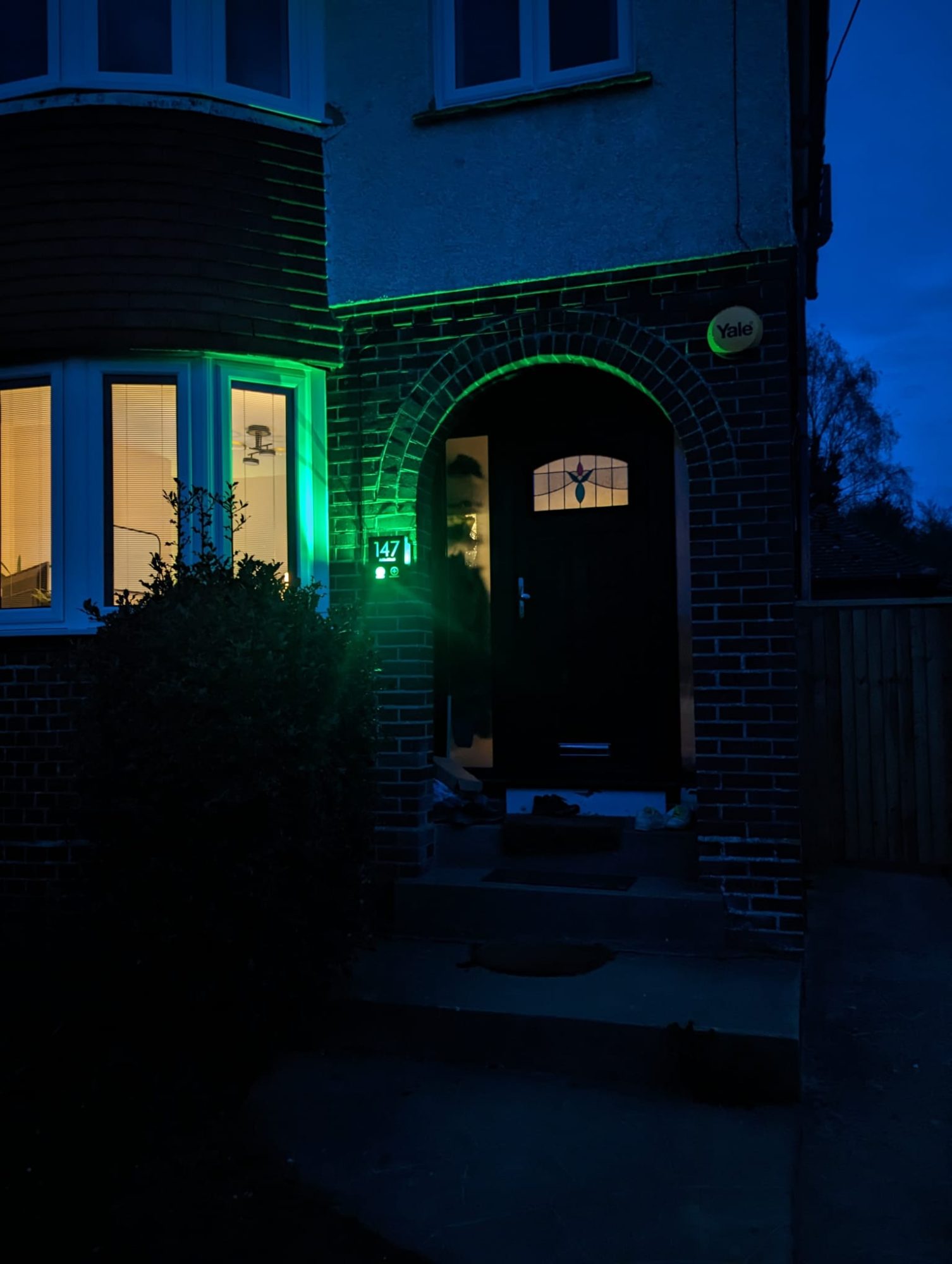 illuminated house signs lit up My AIB unit at night showing delivery colour