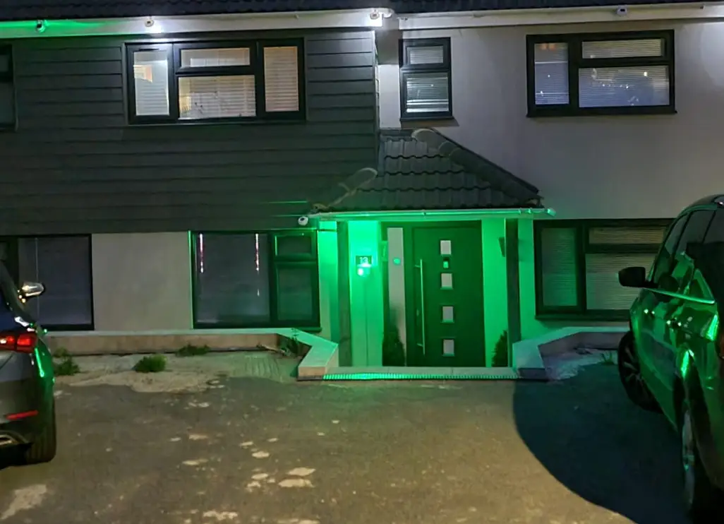 My AIB digital house number glowing green to help delivery drivers locate your home